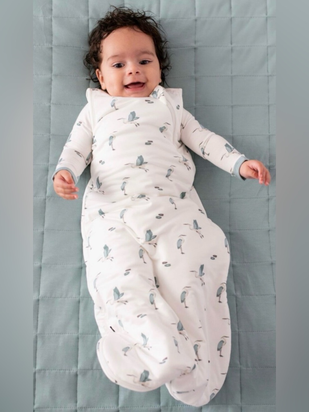 Kyte Baby White with Blue Herron Print Sleep Sack Tog 2.5 size Medium